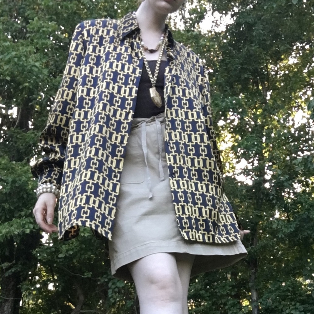 🌼 Vintage Joan Leslie Silky Chain Print Shirt